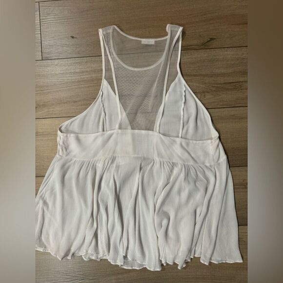 Free People intimately Ivory Marble Cami Tank Top L large women’s mesh boho - Picture 8 of 16